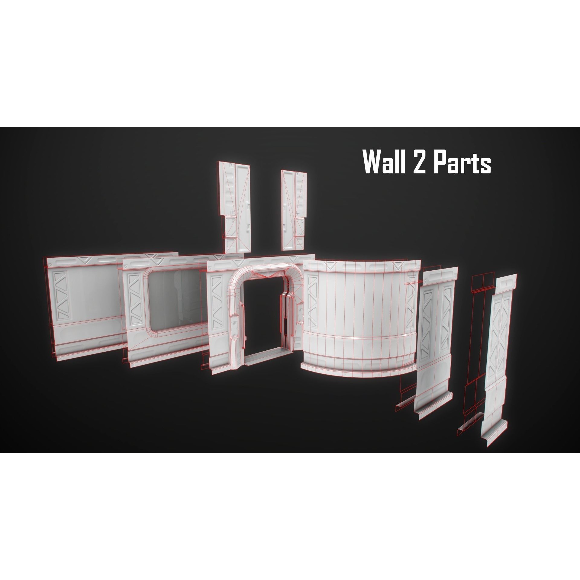 Sci-Fi Modular Spaceship Parts - Low-Poly Game-Ready 3D Model - View 26