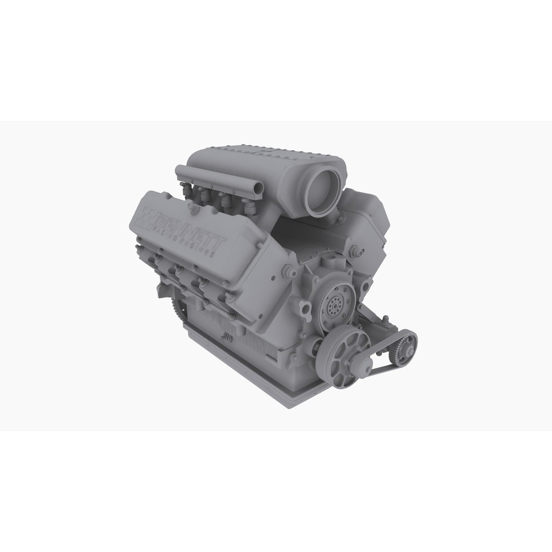Ford SmallBlock Racing Engine 3D Model – Low Poly Game Ready Asset, FBX - View 10