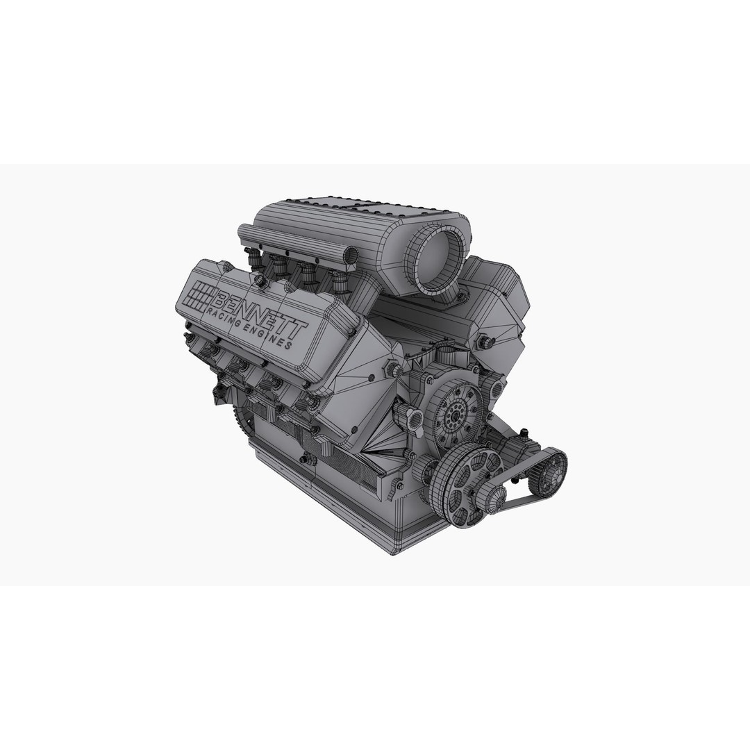 Ford SmallBlock Racing Engine 3D Model – Low Poly Game Ready Asset, FBX - View 14