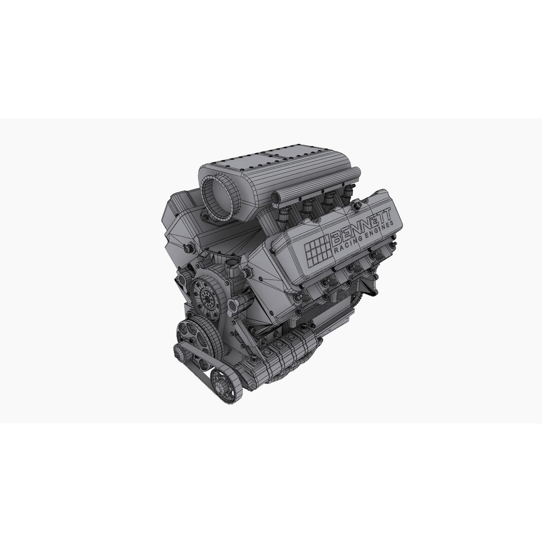 Ford SmallBlock Racing Engine 3D Model – Low Poly Game Ready Asset, FBX - View 16