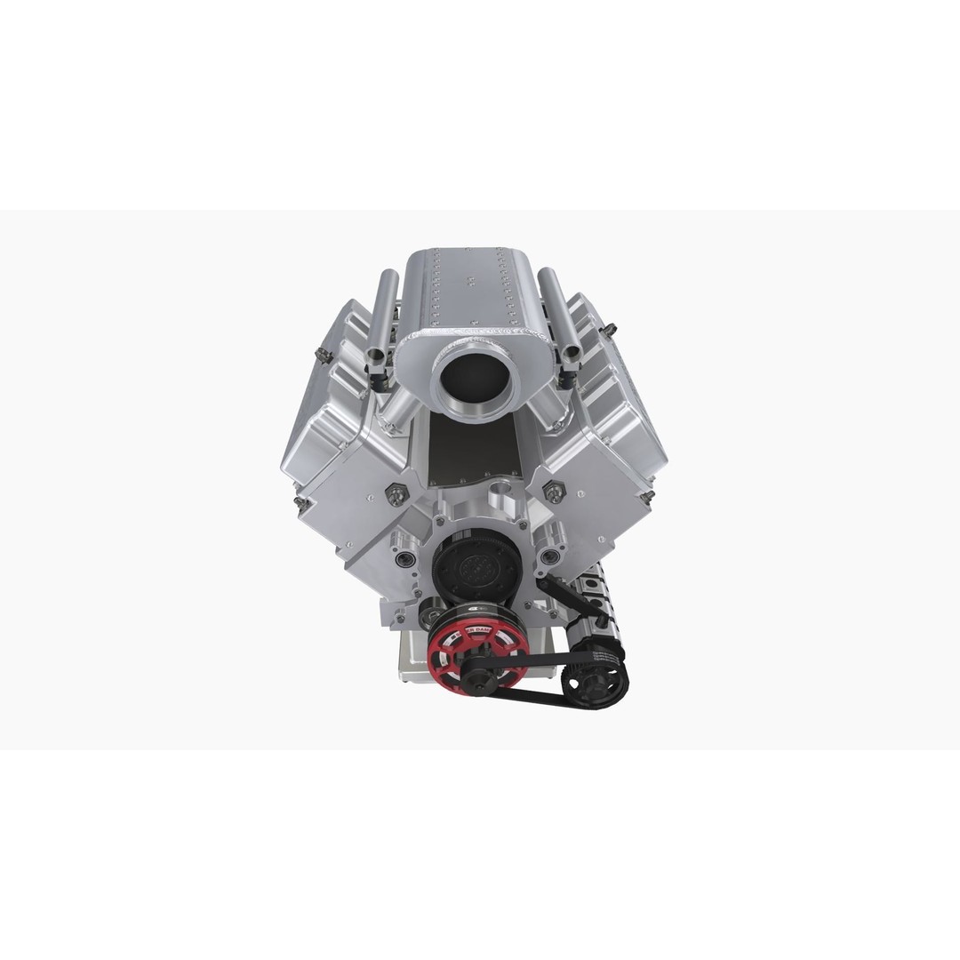 Ford SmallBlock Racing Engine 3D Model – Low Poly Game Ready Asset, FBX - View 3