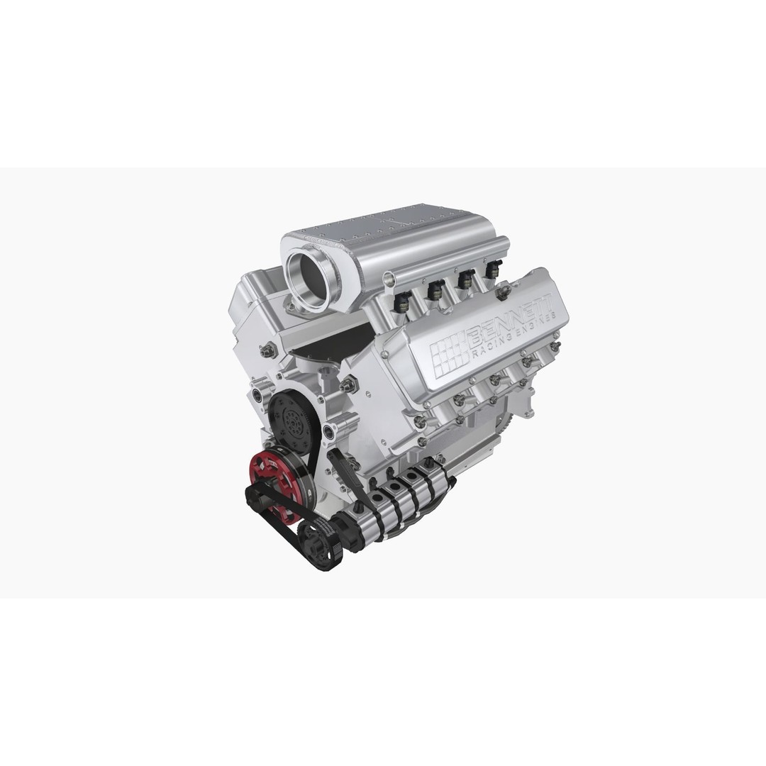 Ford SmallBlock Racing Engine 3D Model – Low Poly Game Ready Asset, FBX - View 4