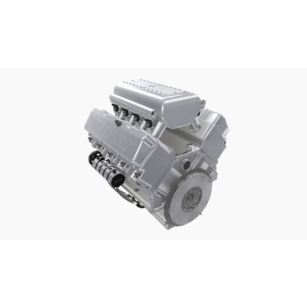 Ford SmallBlock Racing Engine 3D Model – Low Poly Game Ready Asset, FBX - View 5
