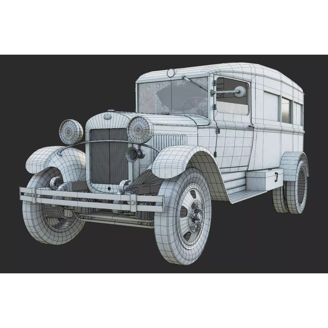 GAZ-55 Ambulance 3D Model – Low Poly Game Asset, PBR Textures