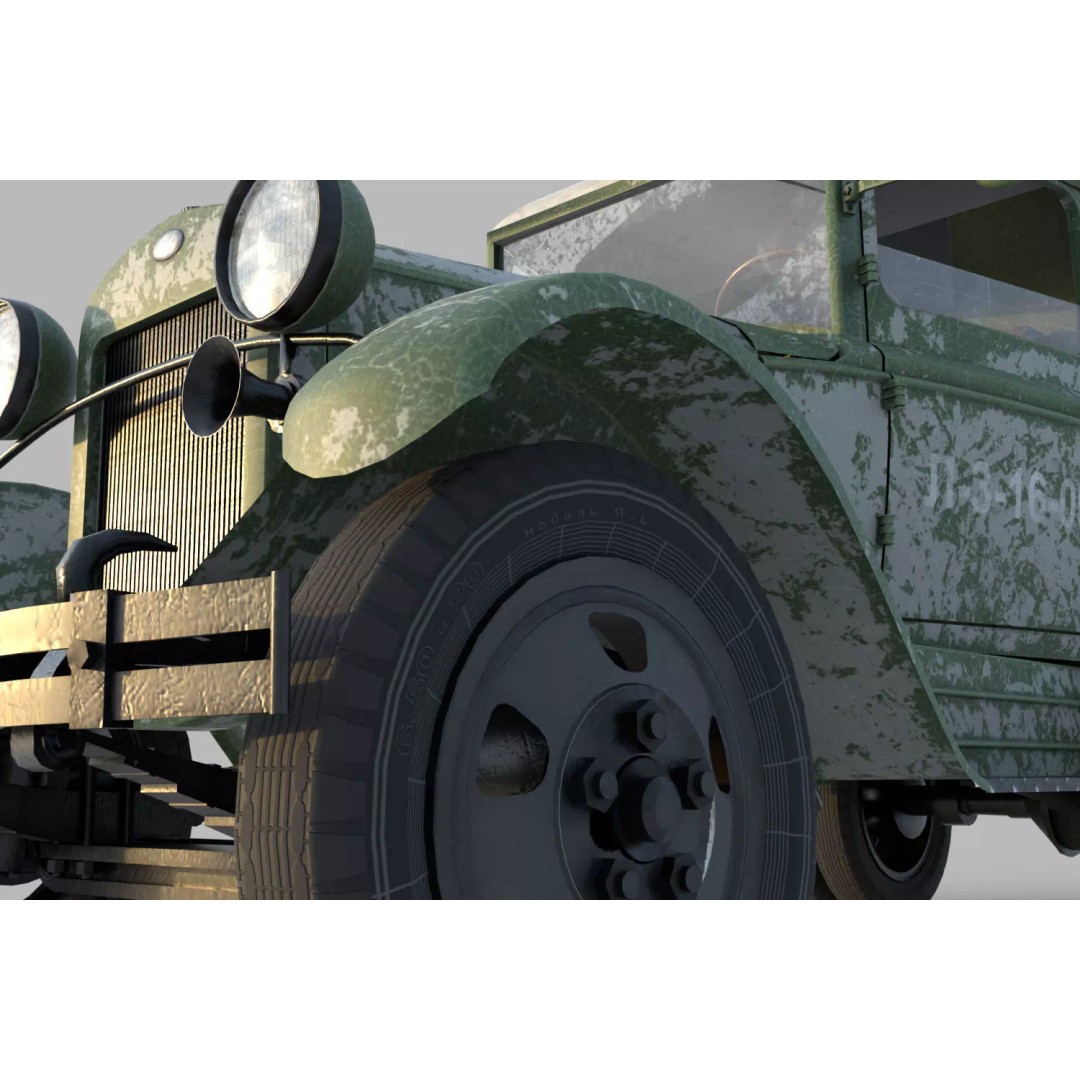 GAZ-55 Ambulance 3D Model – Low Poly Game Asset, PBR Textures - View 10