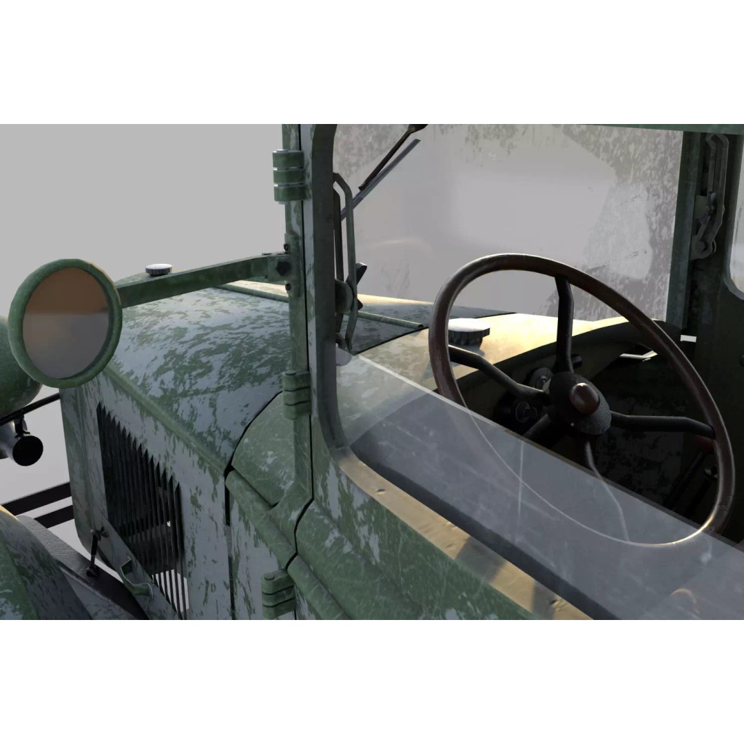 GAZ-55 Ambulance 3D Model – Low Poly Game Asset, PBR Textures - View 11