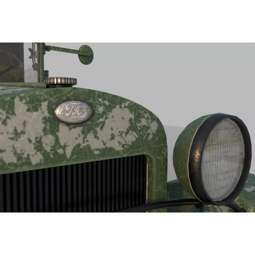 GAZ-55 Ambulance 3D Model – Low Poly Game Asset, PBR Textures - View 13