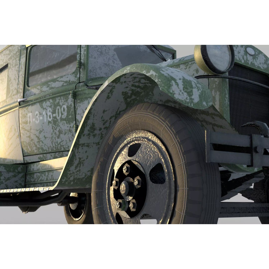 GAZ-55 Ambulance 3D Model – Low Poly Game Asset, PBR Textures - View 8