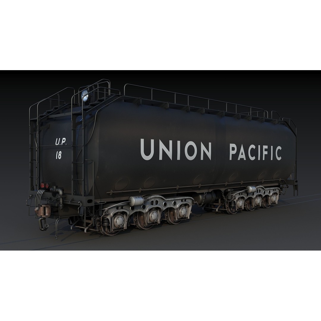 Union Pacific Water Tender 3D Model – Low Poly Game Asset, FBX - View 11