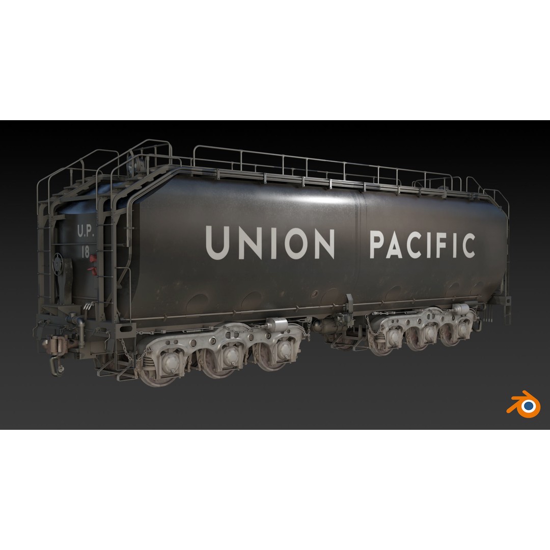 Union Pacific Water Tender 3D Model – Low Poly Game Asset, FBX - View 24