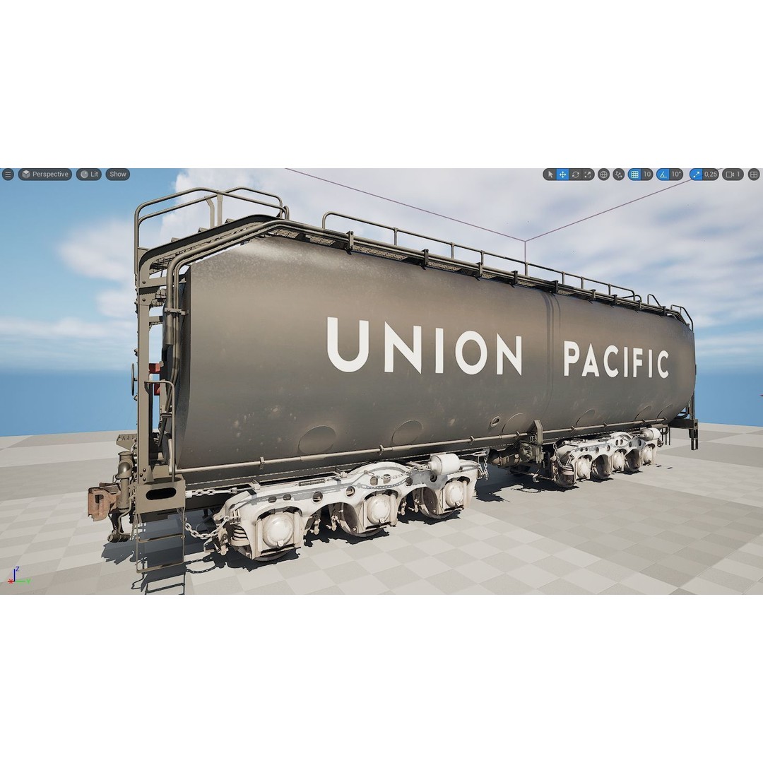 Union Pacific Water Tender 3D Model – Low Poly Game Asset, FBX - View 25