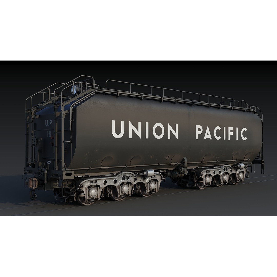 Union Pacific Water Tender 3D Model – Low Poly Game Asset, FBX - View 3