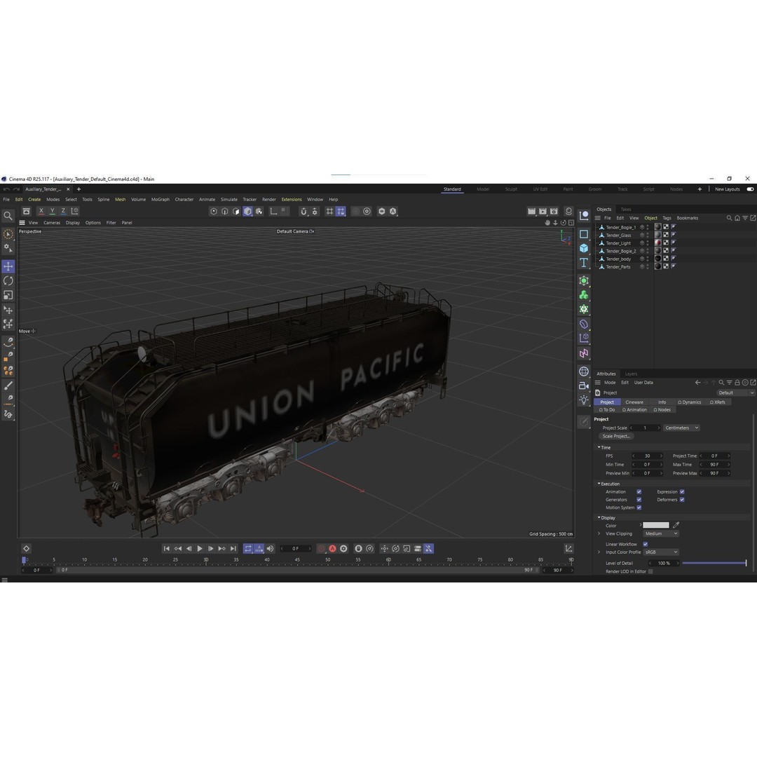 Union Pacific Water Tender 3D Model – Low Poly Game Asset, FBX - View 36