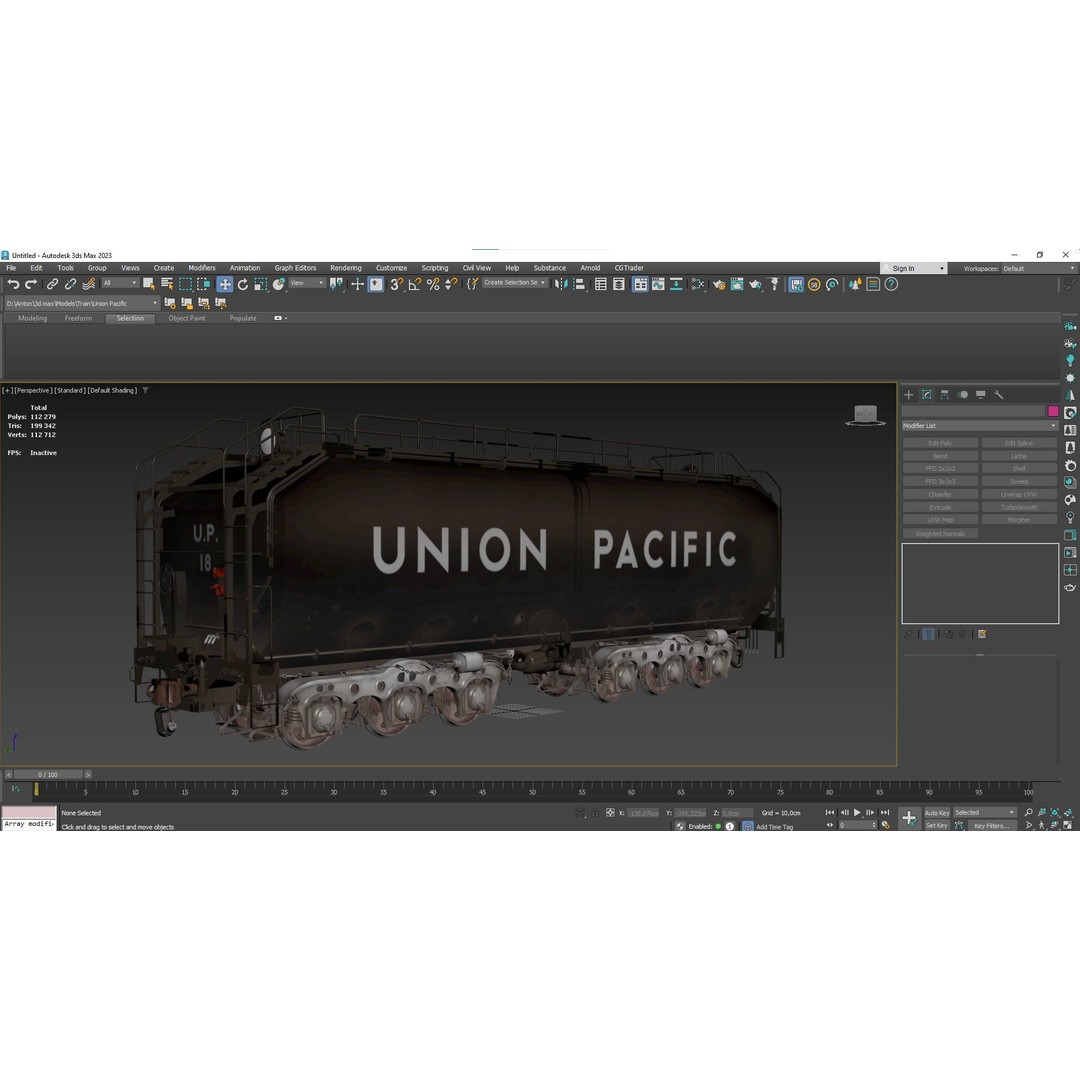 Union Pacific Water Tender 3D Model – Low Poly Game Asset, FBX - View 37
