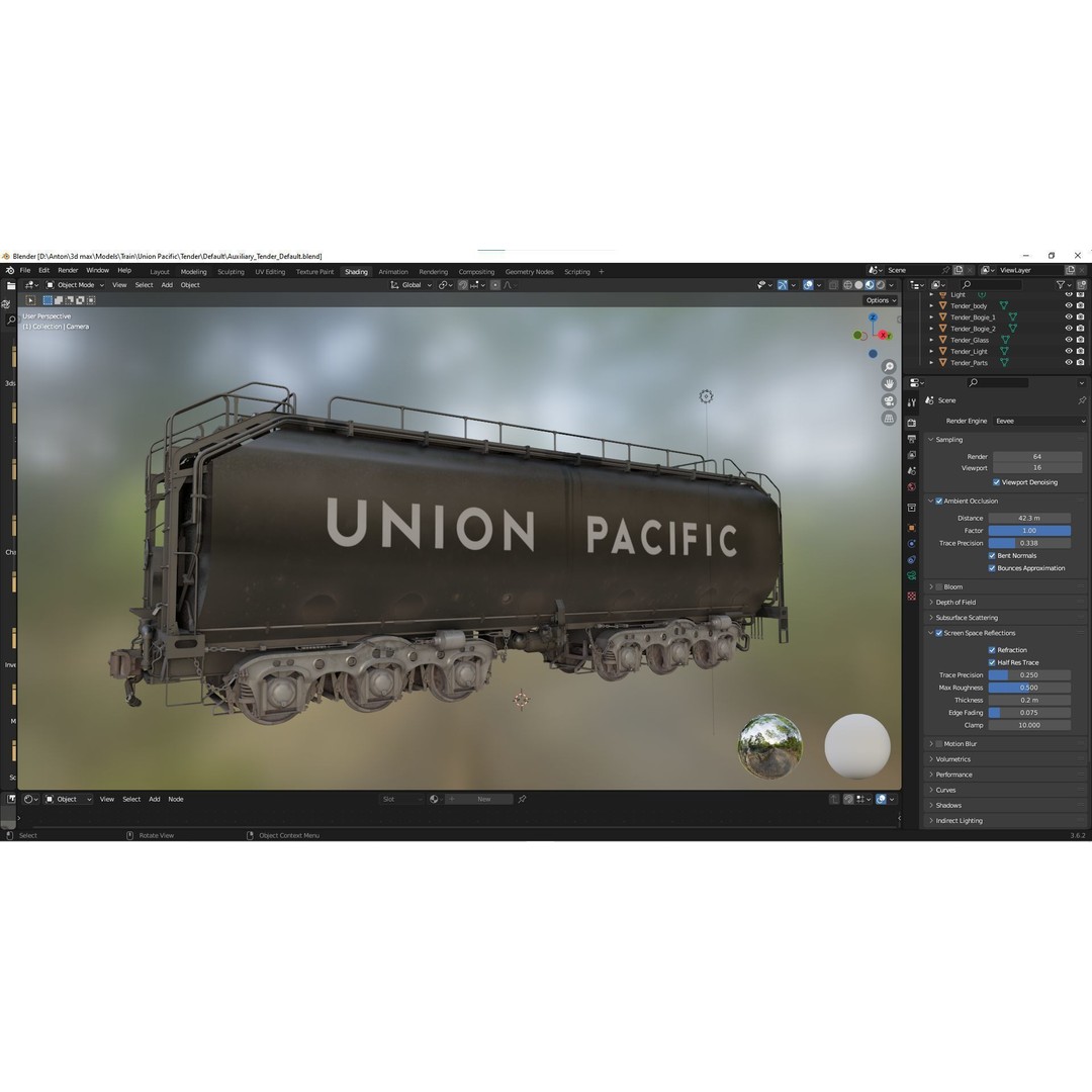 Union Pacific Water Tender 3D Model – Low Poly Game Asset, FBX - View 38