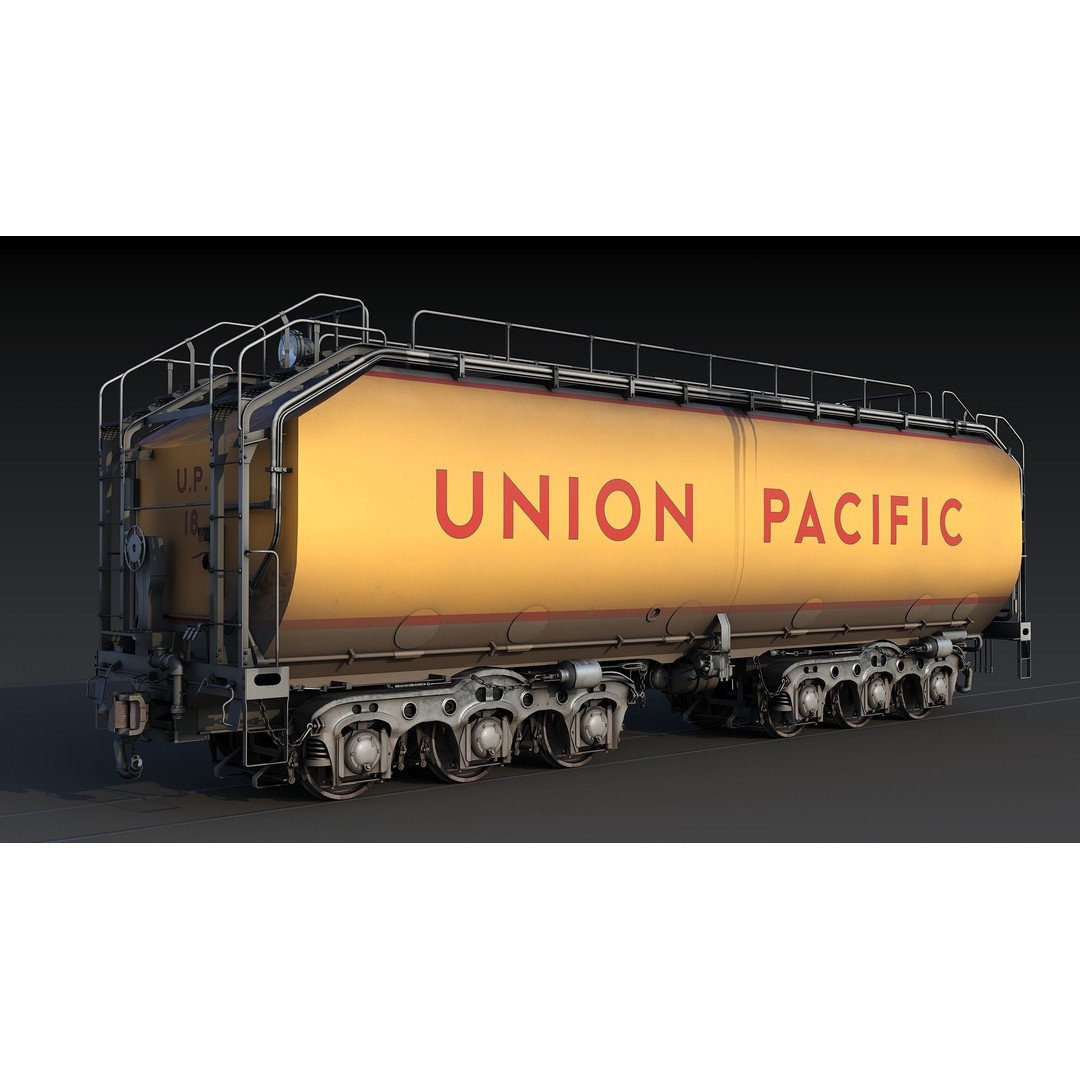 Union Pacific Water Tender 3D Model – Low Poly Game Asset, FBX - View 4