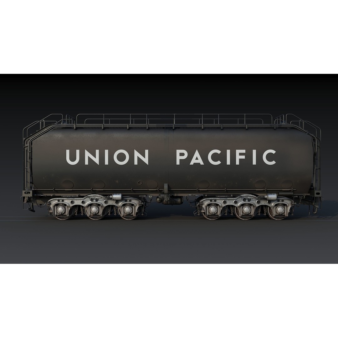 Union Pacific Water Tender 3D Model – Low Poly Game Asset, FBX - View 5