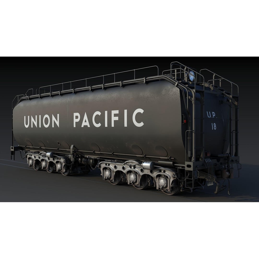 Union Pacific Water Tender 3D Model – Low Poly Game Asset, FBX - View 7