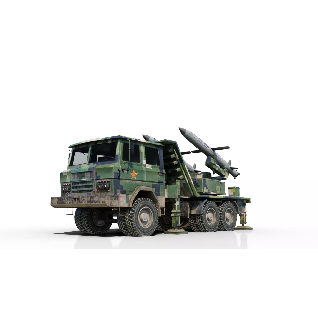 PLA Navy YJ-18 Anti-Ship Missile Launcher 3D Model – Low Poly Game Asset, FBX - View 2