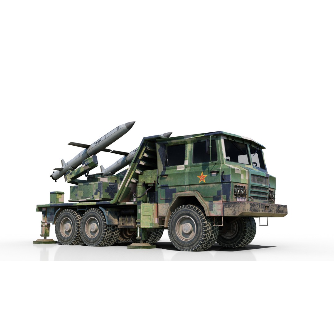 PLA Navy YJ-18 Anti-Ship Missile Launcher 3D Model – Low Poly Game Asset, FBX - View 3