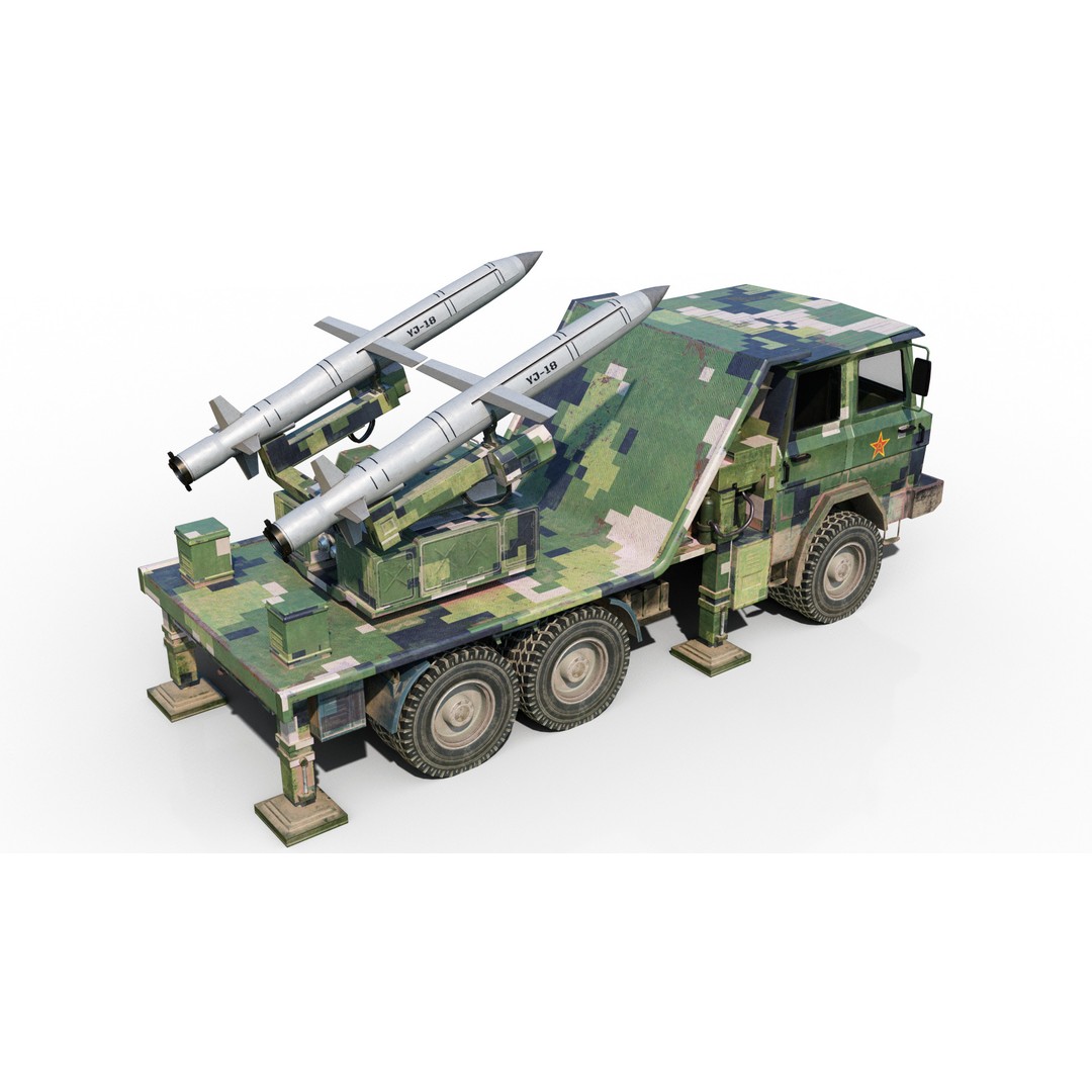 PLA Navy YJ-18 Anti-Ship Missile Launcher 3D Model – Low Poly Game Asset, FBX - View 4