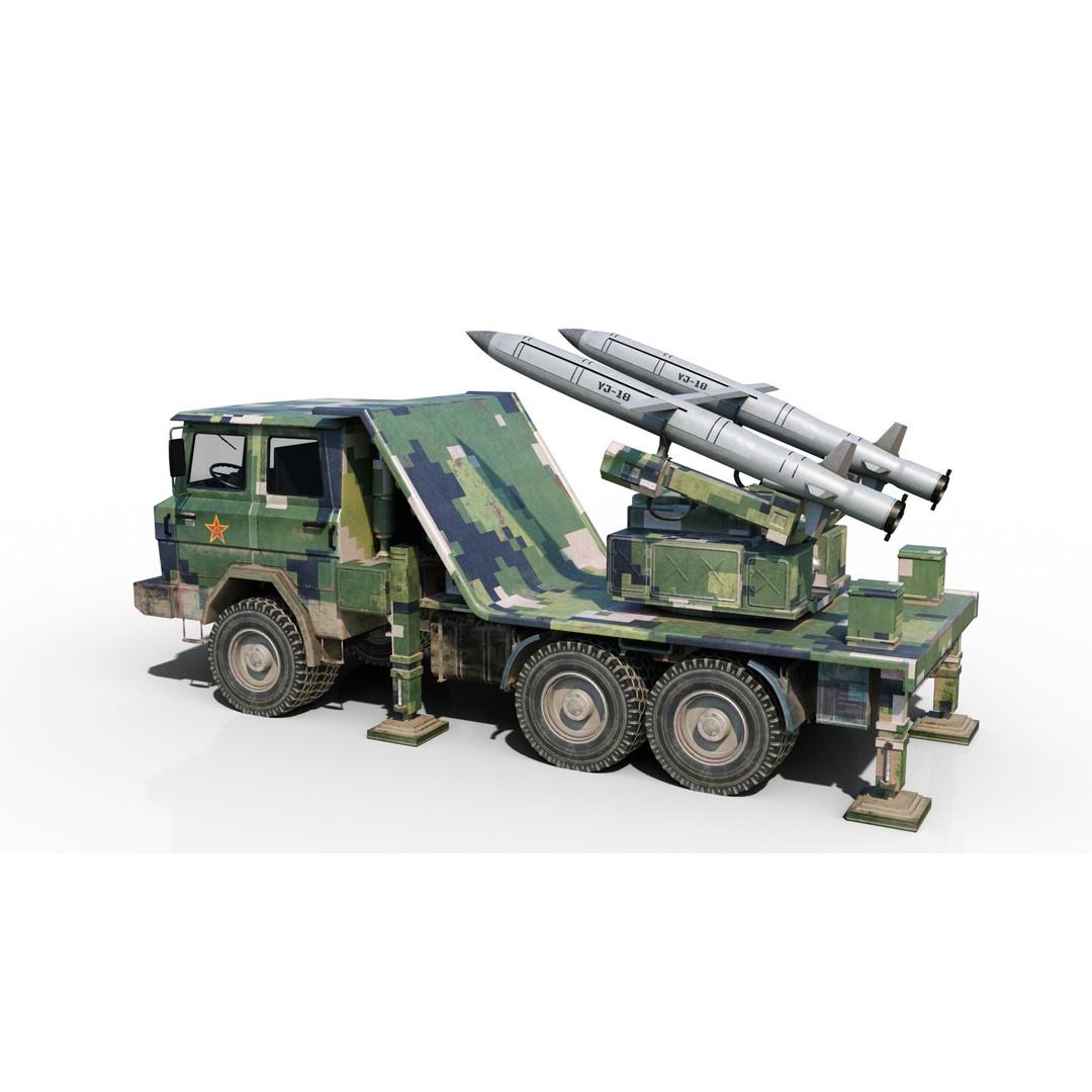 PLA Navy YJ-18 Anti-Ship Missile Launcher 3D Model – Low Poly Game Asset, FBX - View 5
