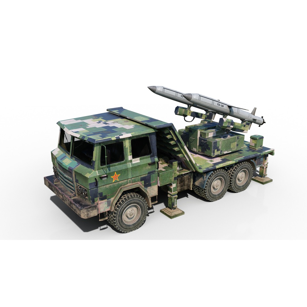 PLA Navy YJ-18 Anti-Ship Missile Launcher 3D Model – Low Poly Game Asset, FBX - View 6
