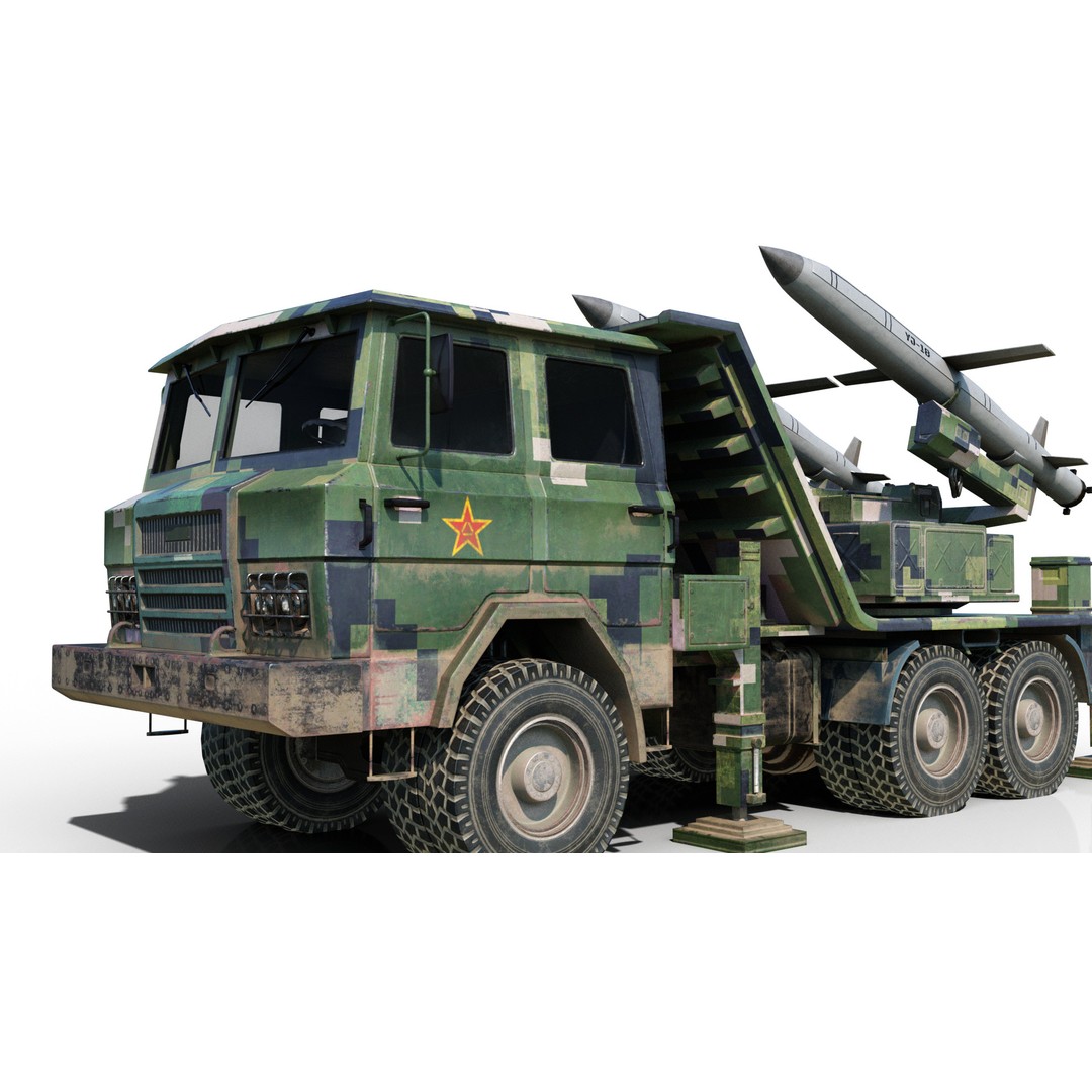 PLA Navy YJ-18 Anti-Ship Missile Launcher 3D Model – Low Poly Game Asset, FBX - View 7