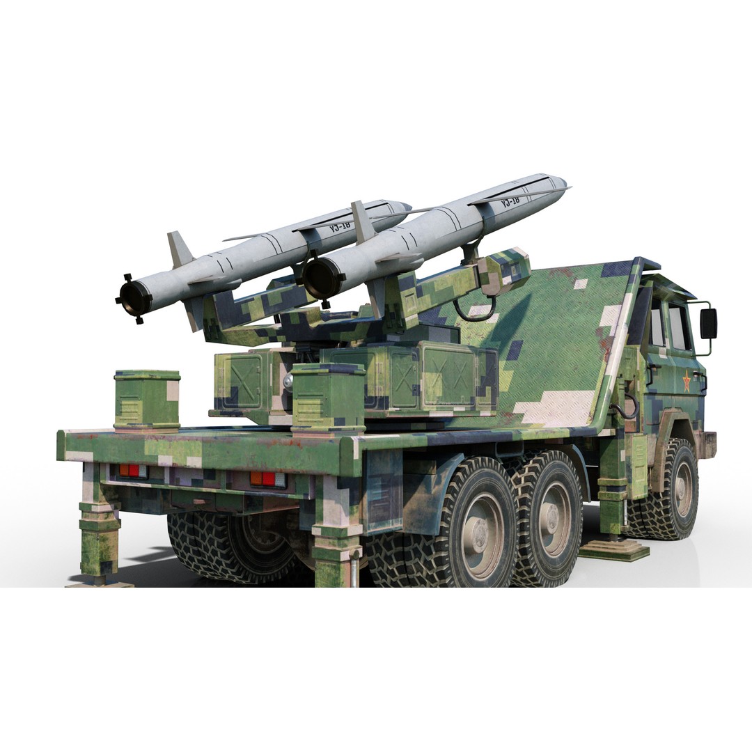 PLA Navy YJ-18 Anti-Ship Missile Launcher 3D Model – Low Poly Game Asset, FBX - View 8
