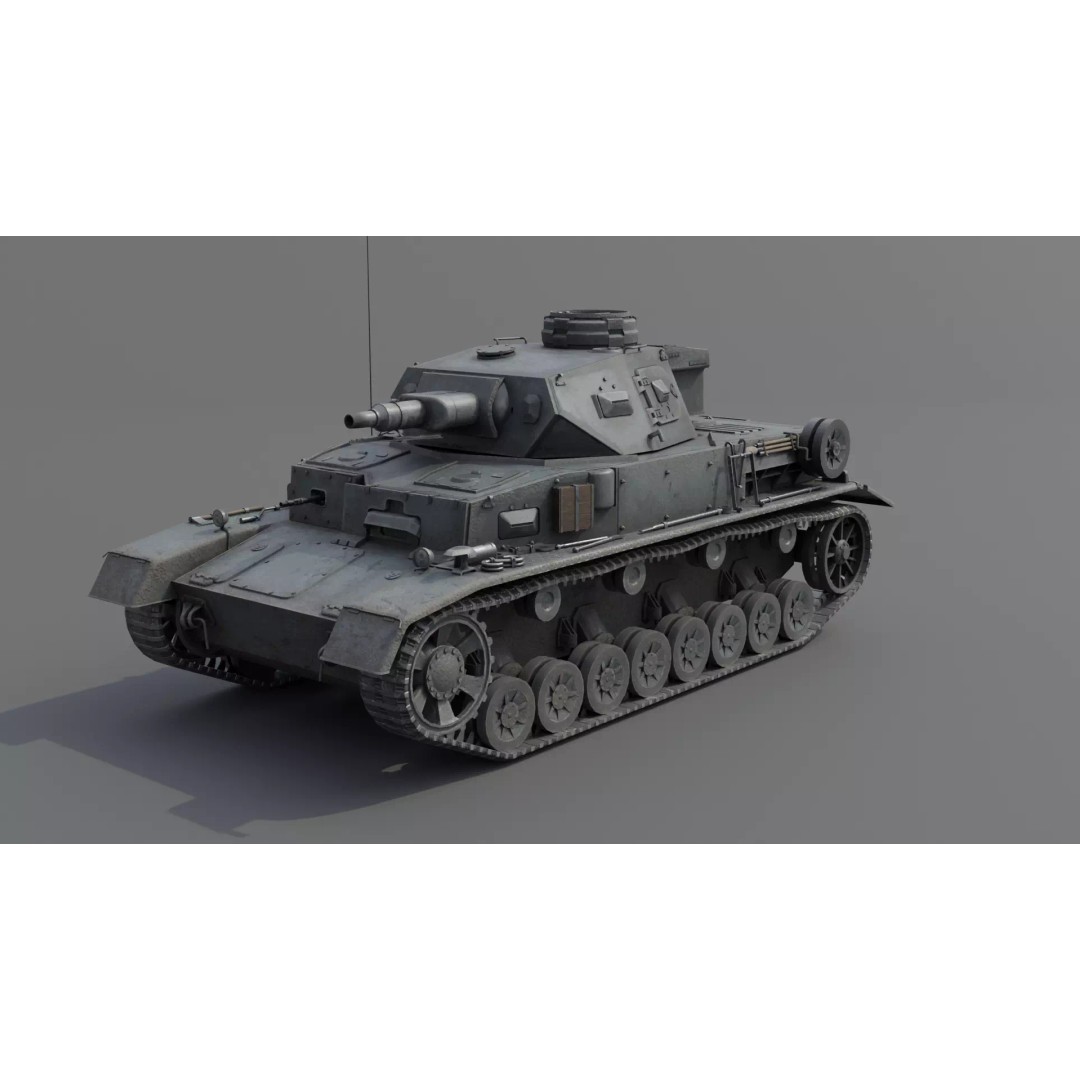 Panzer IV E Medium Tank 3D Model – Low Poly Game Asset, FBX, PBR - View 10