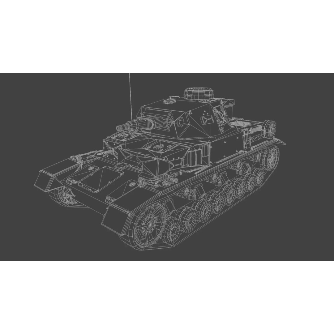 Panzer IV E Medium Tank 3D Model – Low Poly Game Asset, FBX, PBR - View 11