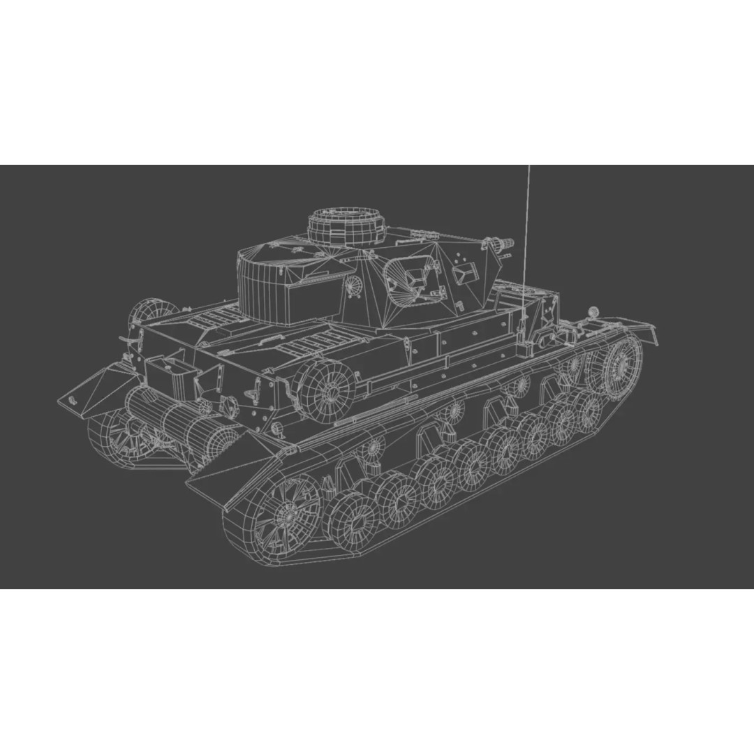 Panzer IV E Medium Tank 3D Model – Low Poly Game Asset, FBX, PBR - View 13