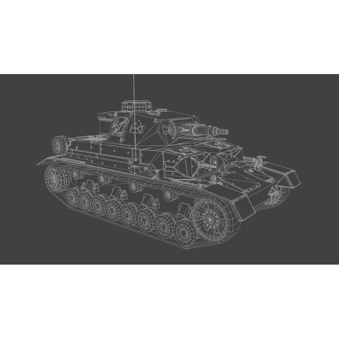 Panzer IV E Medium Tank 3D Model – Low Poly Game Asset, FBX, PBR - View 14