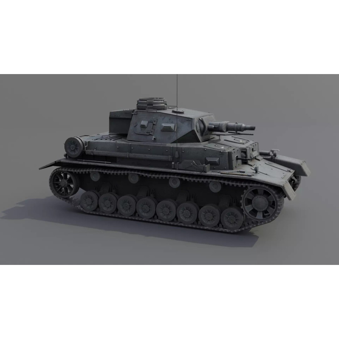 Panzer IV E Medium Tank 3D Model – Low Poly Game Asset, FBX, PBR - View 17