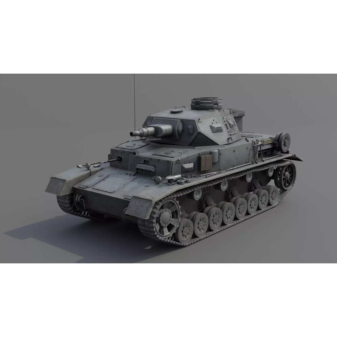 Panzer IV E Medium Tank 3D Model – Low Poly Game Asset, FBX, PBR - View 2