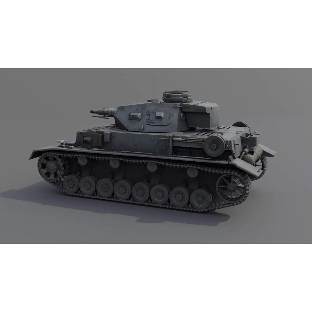 Panzer IV E Medium Tank 3D Model – Low Poly Game Asset, FBX, PBR - View 22