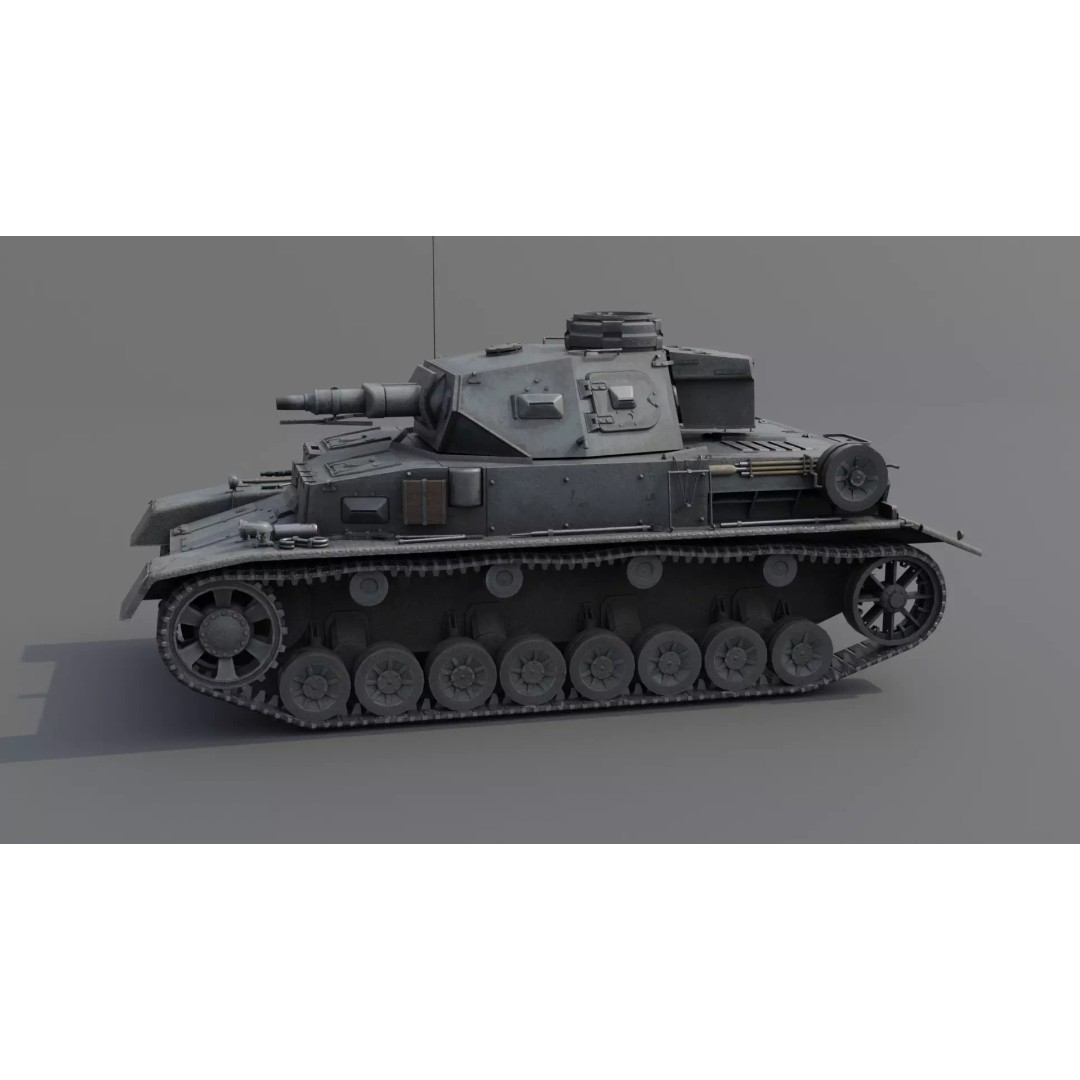 Panzer IV E Medium Tank 3D Model – Low Poly Game Asset, FBX, PBR - View 23