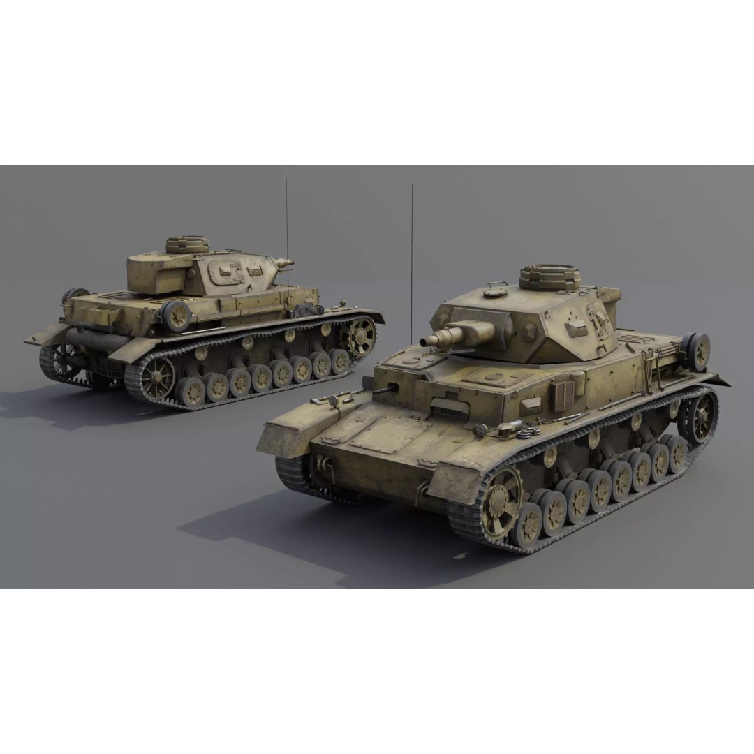 Panzer IV E Medium Tank 3D Model – Low Poly Game Asset, FBX, PBR - View 4
