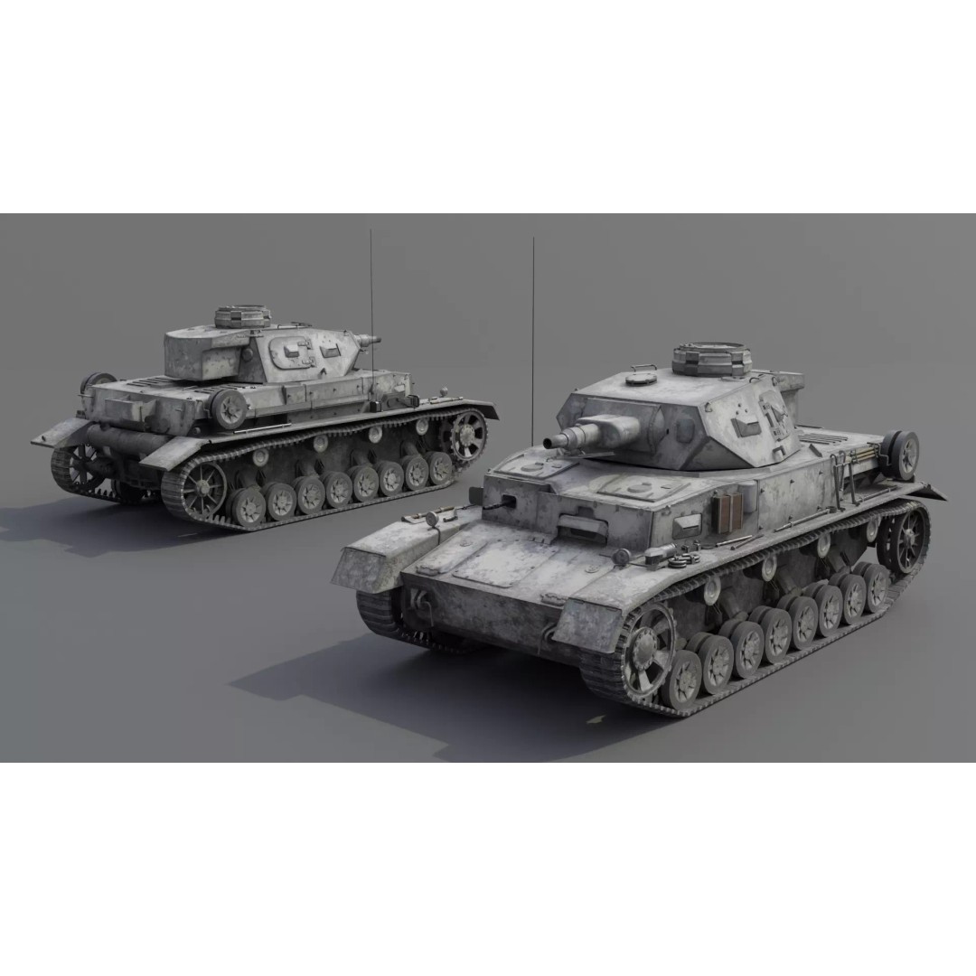 Panzer IV E Medium Tank 3D Model – Low Poly Game Asset, FBX, PBR - View 5