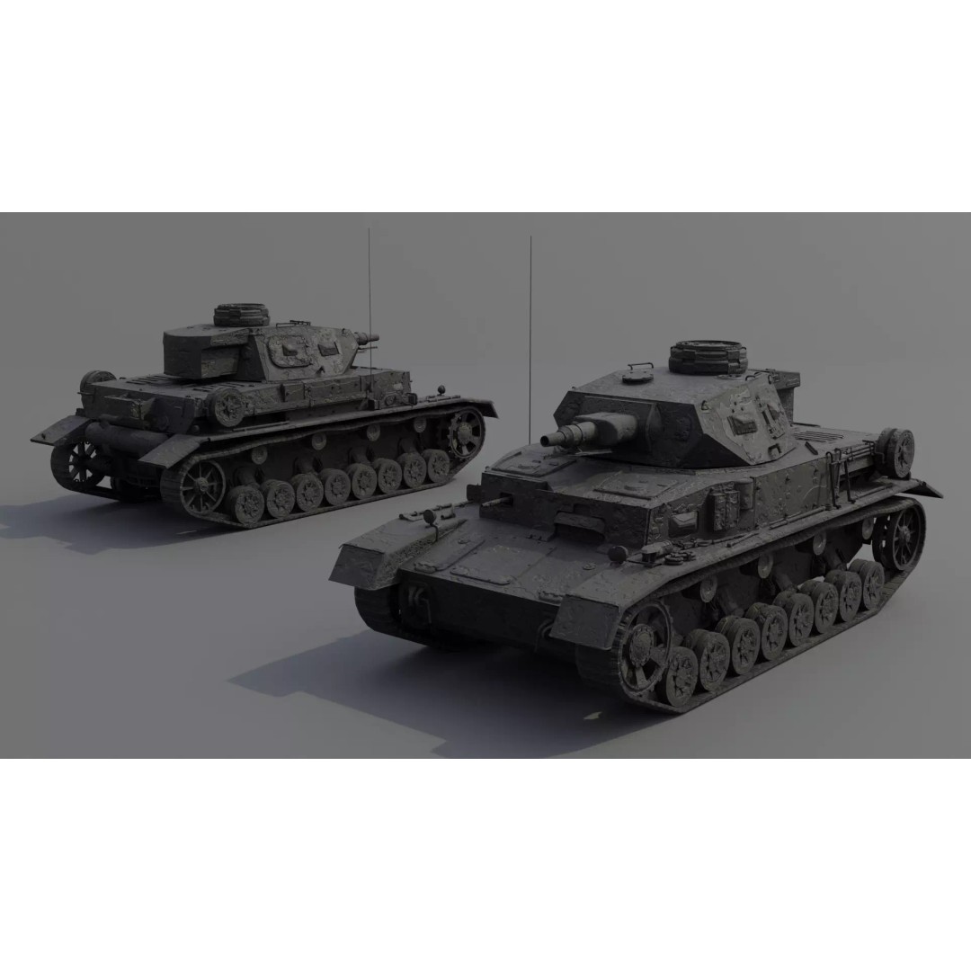 Panzer IV E Medium Tank 3D Model – Low Poly Game Asset, FBX, PBR - View 6