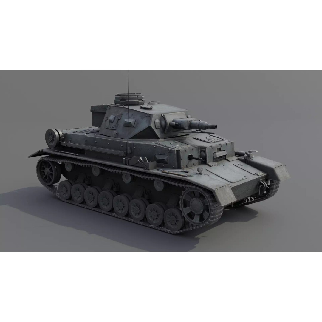 Panzer IV E Medium Tank 3D Model – Low Poly Game Asset, FBX, PBR - View 7