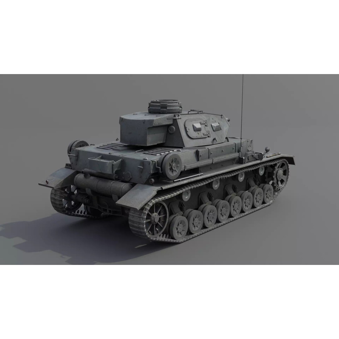 Panzer IV E Medium Tank 3D Model – Low Poly Game Asset, FBX, PBR - View 8