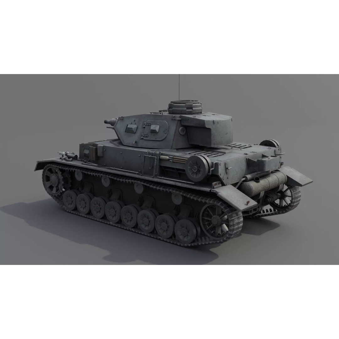 Panzer IV E Medium Tank 3D Model – Low Poly Game Asset, FBX, PBR - View 9