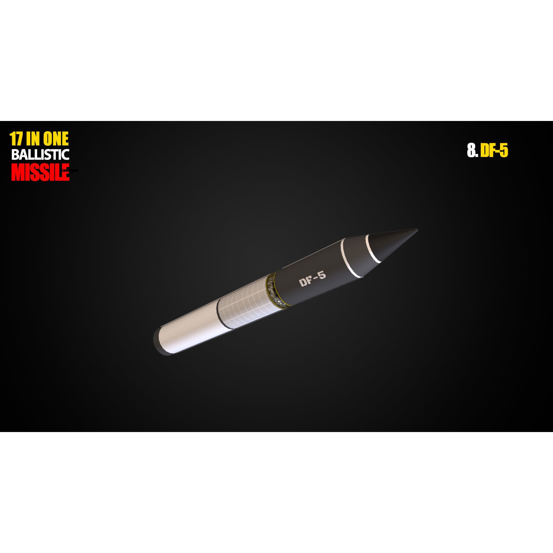 17 in One Ballistic Missile - Low-Poly Game-Ready 3D Model - View 10