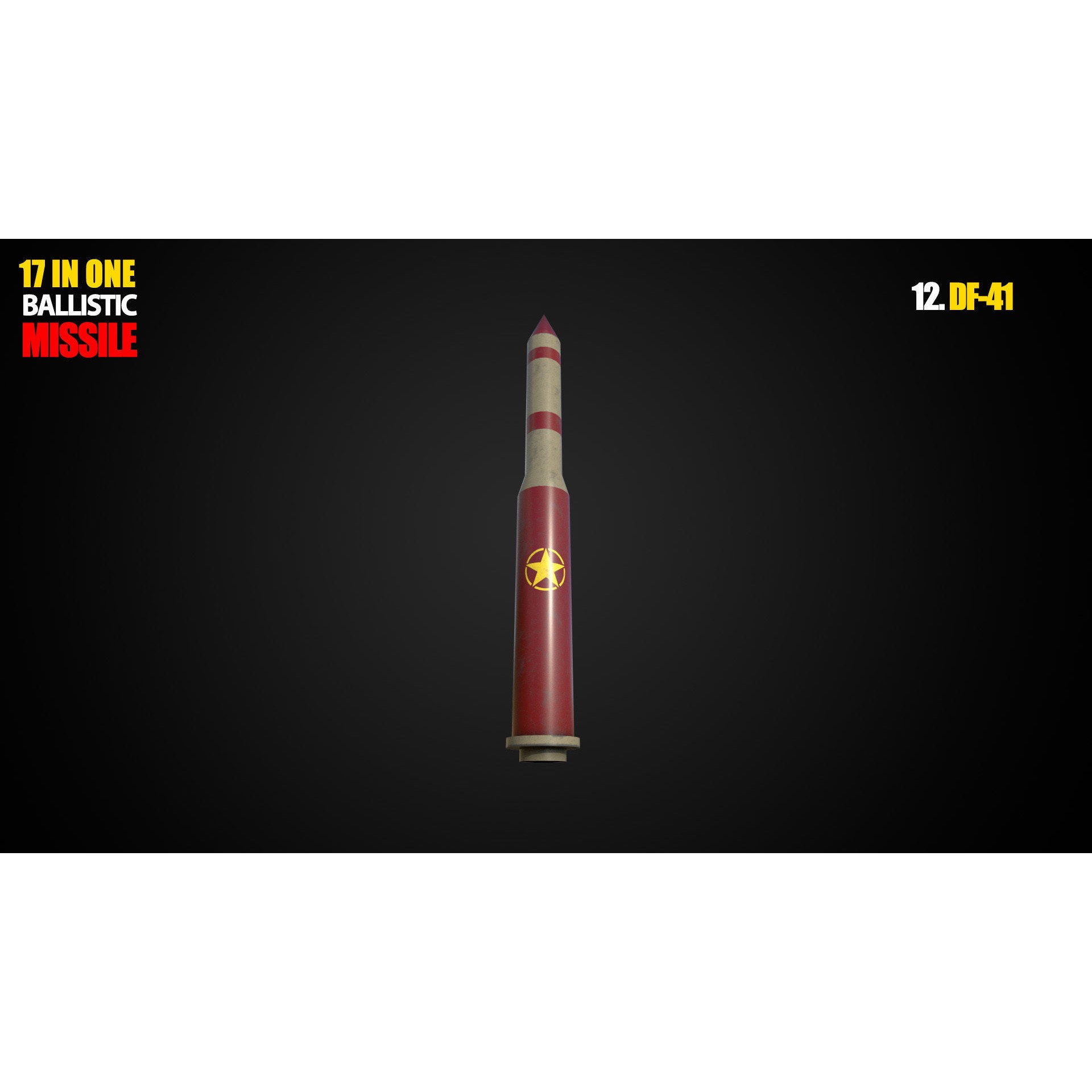17 in One Ballistic Missile - Low-Poly Game-Ready 3D Model - View 14