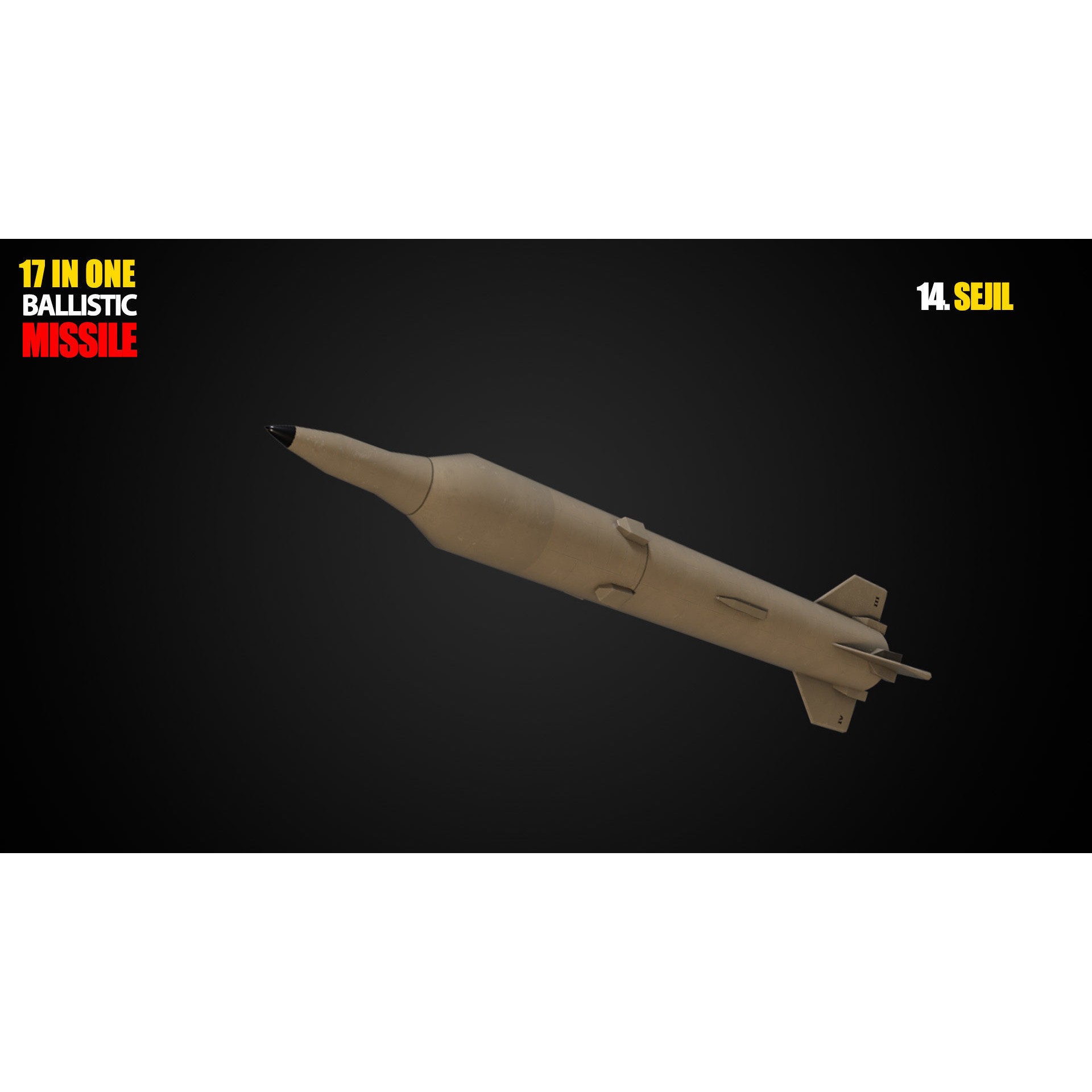 17 in One Ballistic Missile - Low-Poly Game-Ready 3D Model - View 16