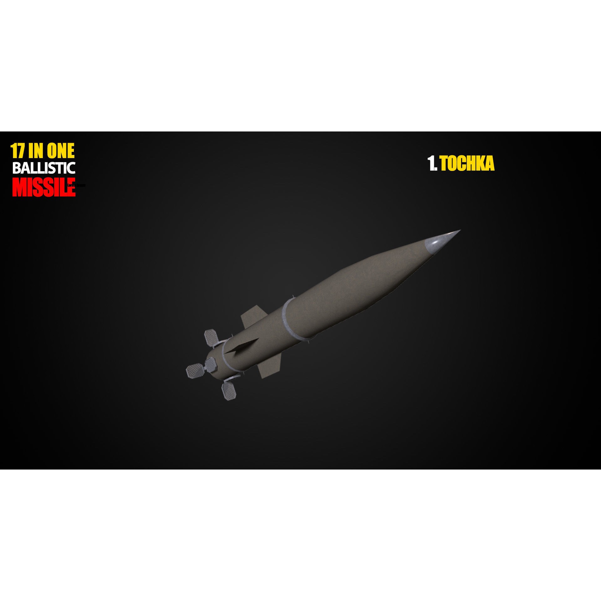 17 in One Ballistic Missile - Low-Poly Game-Ready 3D Model - View 3