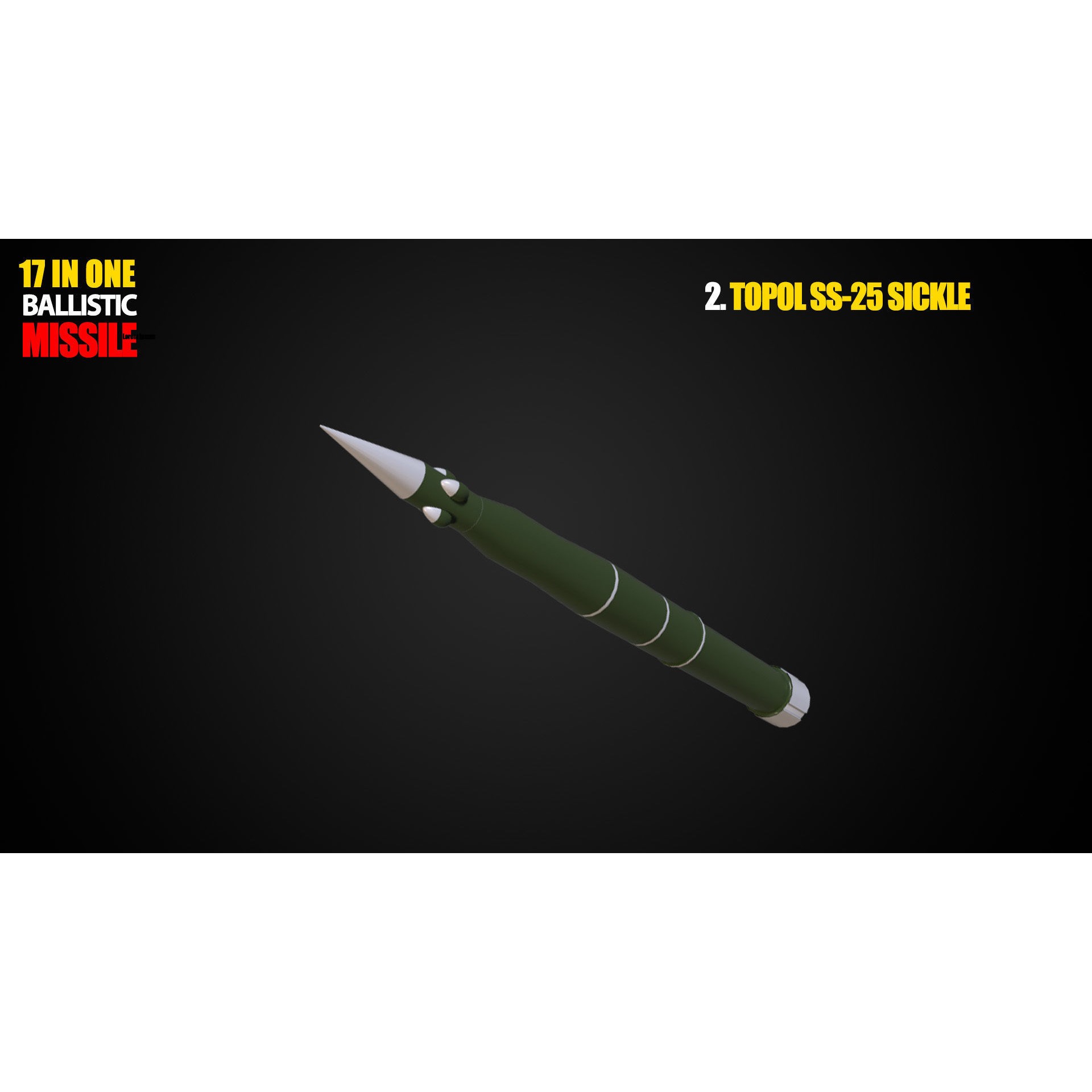 17 in One Ballistic Missile - Low-Poly Game-Ready 3D Model - View 4