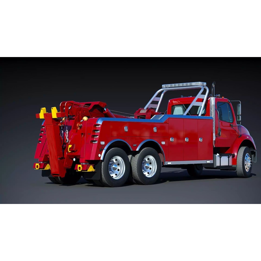 Freightliner M2 106 Wrecker Tow Truck 3D Model – Low Poly Game Asset, FBX - View 11