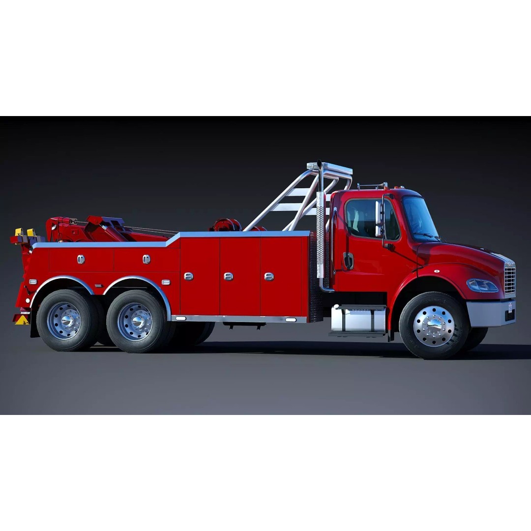 Freightliner M2 106 Wrecker Tow Truck 3D Model – Low Poly Game Asset, FBX - View 12